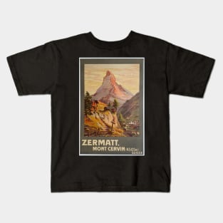 Zermatt,Mont Cervin,Ski Poster Kids T-Shirt